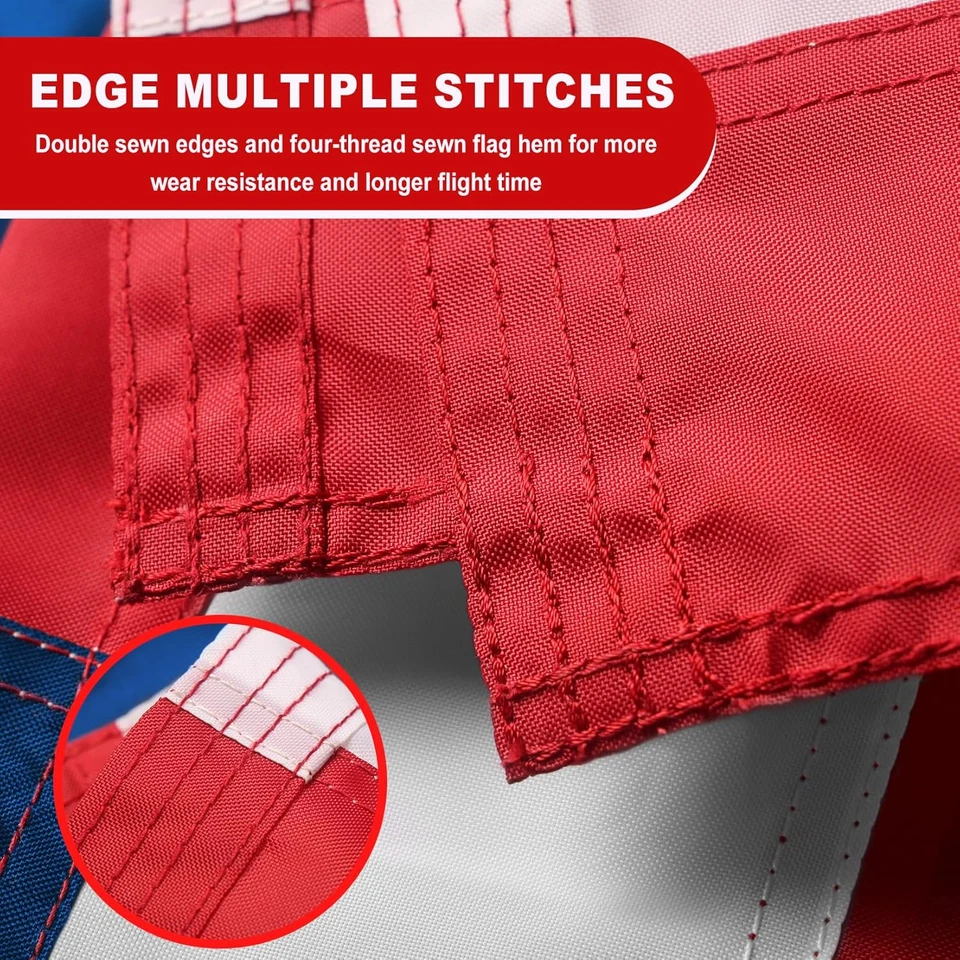 Американский флаг 5 X 8 футов, 100% сделано в США сильный ветер, сверхпрочный 5 на 8 футов... - Изображение 3 из 4