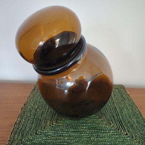 Vintage Mid Century Apothecary Brown Bubble Lid Glass Storage Jar Bottle 70s - Picture 6 of 14