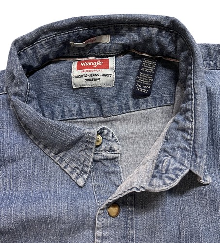 Wrangler Indigo Denim Western Hemd Pearl Snap Langarm 2XL Taschen - Bild 16 von 16