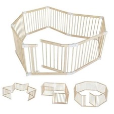 Foldable Wooden Baby Playpen Large Play Yard for Babies and Toddlers, 2 in 1