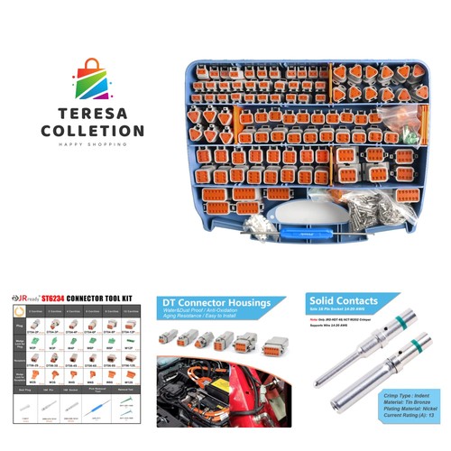 ST6234 708 Pcs DT Connector Kit,2 3 4 6 8 12 Pin Gray Waterproof Electrical...