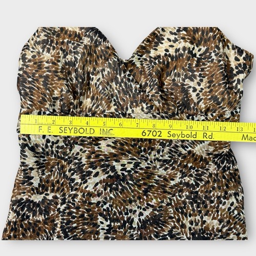 Y2K Leopard Print Babydoll Top Sz L Sheer Back Ruched Bust Lightweight Festival - Picture 5 of 9