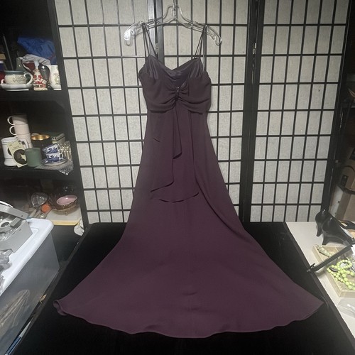 Betsy & Adam By Jaslene Floor Length Plum Chiffon Evening Gown Size 10P - Picture 3 of 7