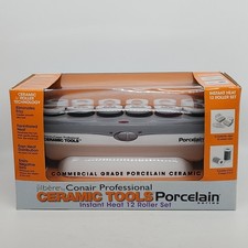 Conair Pro Ceramic Tools Jilbere Porcelain Series 12 Hot Rollers Clips Clean EUC