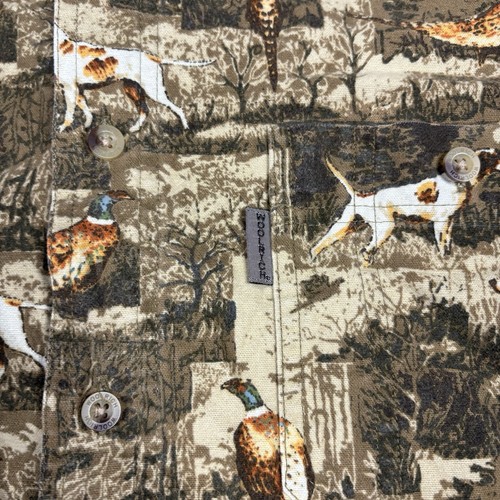 Vintage Woolrich Shirt Mens L Chamois Button Up Dog Fowl Hunting AOP Outdoors - Picture 7 of 9