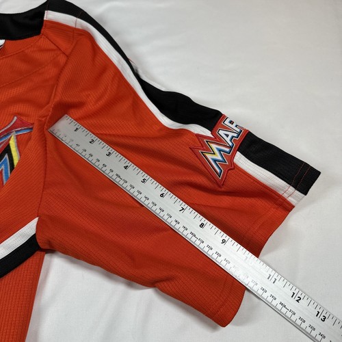 Miami Marlins Jersey Large Majestic MLB Orange Shirt No Name on Back - Picture 13 of 15