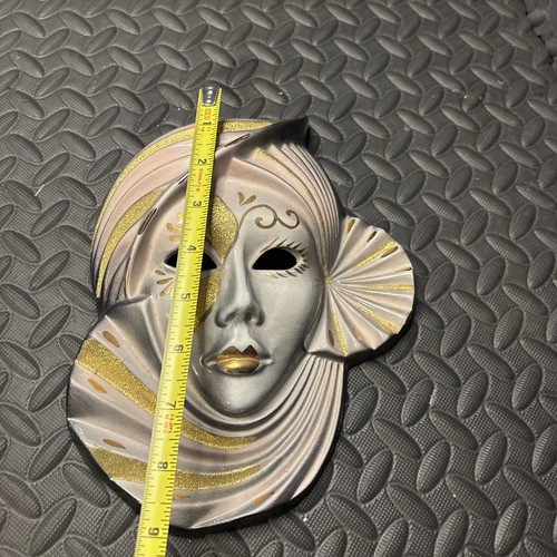 Karneval Karneval Maskerade Maske handbemalt Wanddeko weiß gold - Bild 3 von 4