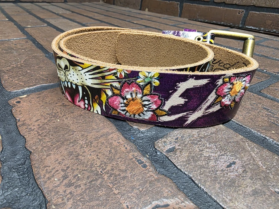 Ed Hardy Belt by Christian Audigier Genuine Leather Tiger Head Belt Size Small - Image 2 of 4