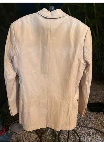 ROBERTO CAVALLI BONE COLOR MENS LEATHER BLAZER JACKET ITALY SZ 52/42 - Picture 3 of 7