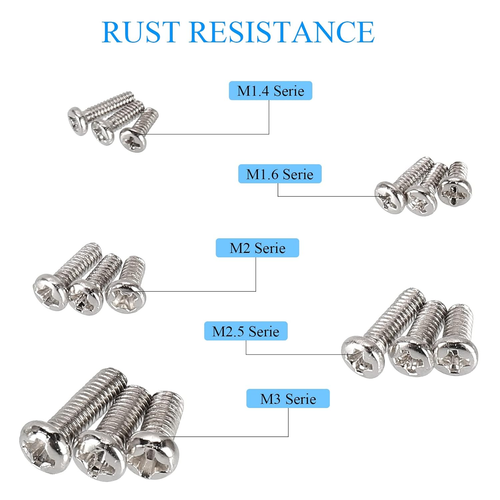 750 Stck. M1,4/M1,6/M2/M2,5/M3 Kreuzschlitz Linsenkopf kleine Maschinenschrauben, kleine Schraube, Mi - Bild 4 von 12