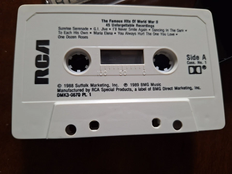 Vtg. 1988 Cassttes The Famous Hits Of  World War 11~on 2 Cassettes~45 Song #1643 - Image 4 of 4