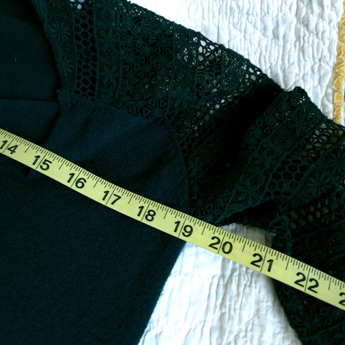 Sezane Valentin Sz S Cashmere Forest Green Crochet Long Sleeve Pullover Sweater - Picture 8 of 11