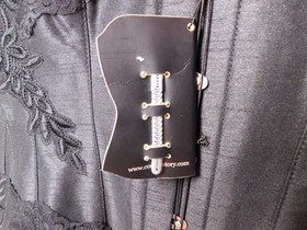 NWT Corset Story 30" Black Floral Off Shoulder Lace Up Spiral Steel Boning