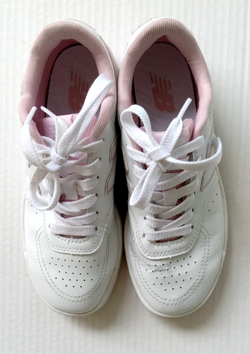 Sz 3.5 New Balance Big Girls Youth GSB80PNK White W Pink Lace Up Athletic Shoes - Picture 5 of 11