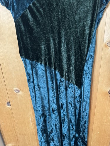 VTG NOUGAT Green Crushed Velvet MAXI Dress Women’s Sz 2 whimsigoth Bias India - Picture 6 of 24