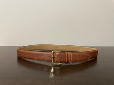 Waterbury CT Brown Leather Belt Brass Buckle Men's 32 Made in USA *Read