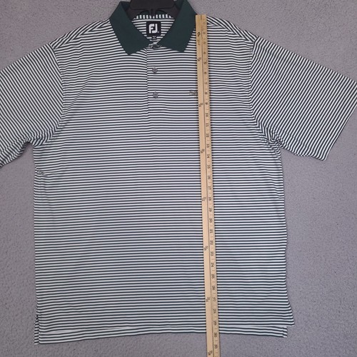 Footjoy FJ Herren Large Golf Poloshirt gestreift grün weiß Pilgrim Run Golfschläger - Bild 6 von 9