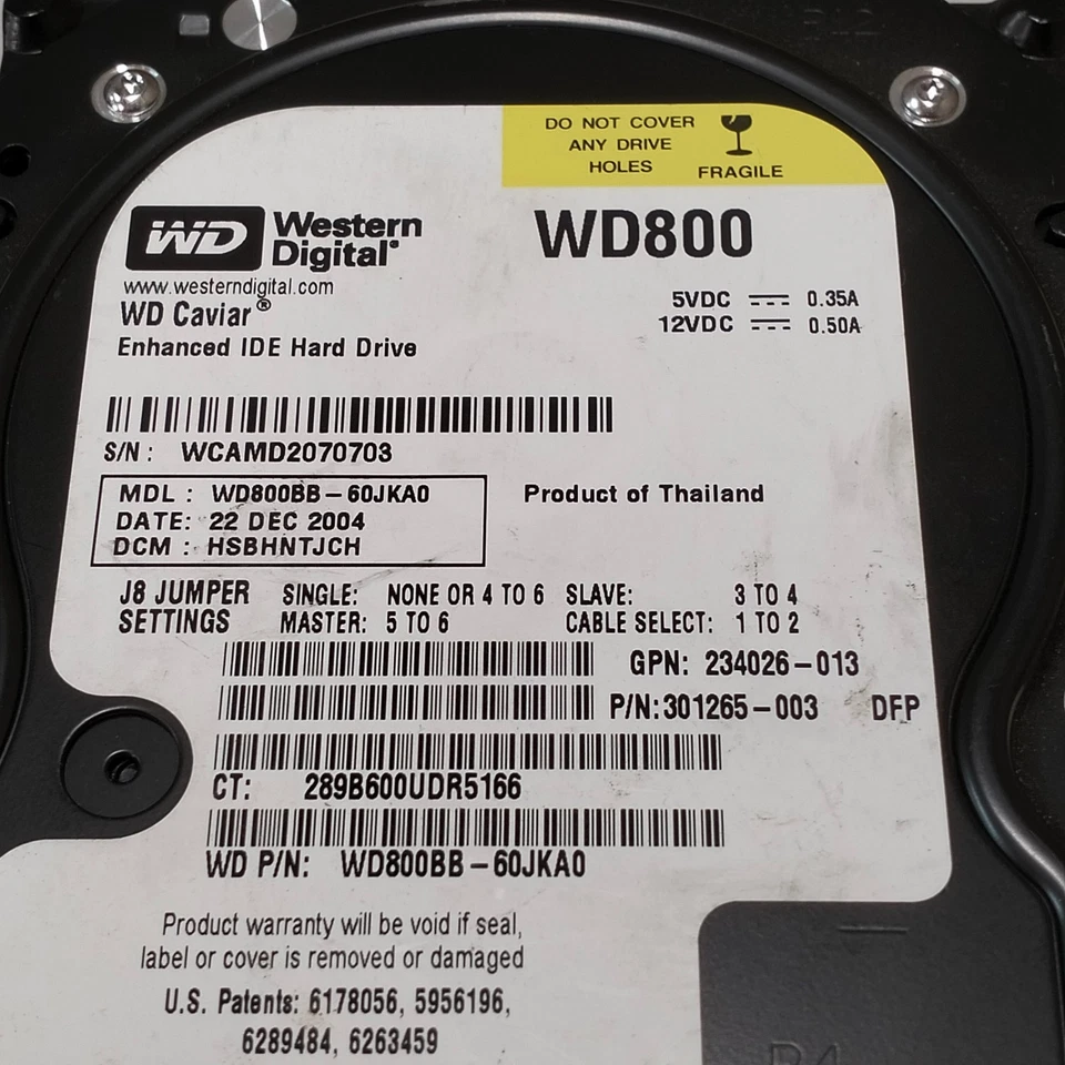 WD Caviar 80GB 3.5" Enhanced IDE HDD ATA/100 7200RPM 2MB WD800BB-60JKA0 - Image 2 of 4