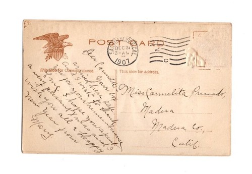 POSTAL VINTAGE 1908 "Feliz Año Nuevo", en relieve - Imagen 2 de 2
