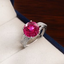 Fine Quality 10x10 MM Pink Sapphire Ring, 925 Sterling Silver Engagement Ring