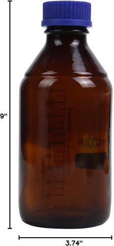 8 Pack 1000Ml Amber Glass Graduated round Lab Reagent Media/Storage Bottles NEW - Picture 9 of 9