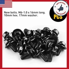 20PCS M6-1.0x 16mm Long- 10mm Hex- 17mm Washer Body Bolts Screw Fastener Fender