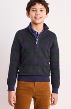 75 Vineyard Vines Kids Wool/Cotton 1/4 Zip Pullover X-Large New Holiday Plaid