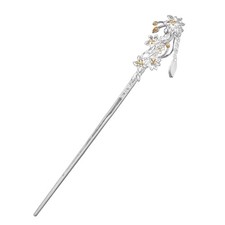  Miaomyao Single Hairpin, Peach Blossom Design, Silver, For Kimono, Yukata, An 