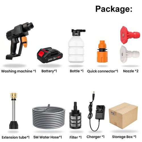 2 Battery Portable Cordless Car High Pressure Washer Jet Water Wash Cleaner Gun - Picture 24 of 26