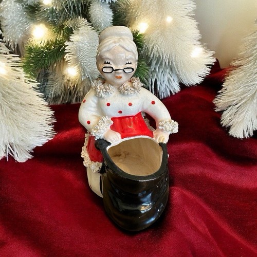 Vintage 1950s Mr & Mrs Santa Clause Planters Spaghetti Trim - NAPCO RARE - Picture 3 of 12