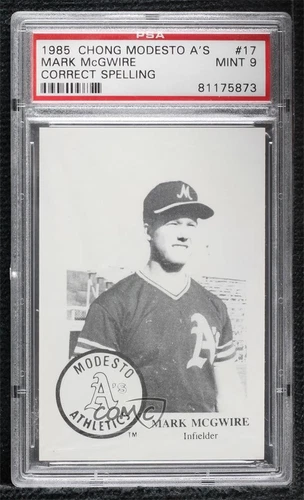 1985 Frank Chong Modesto A's Mark McGwire #17 PSA 9 MINT Rookie RC