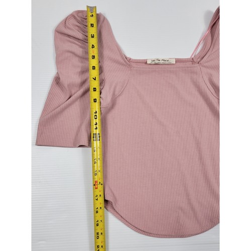 NWT We The Free People Lily Puff Short Sleeve Ribbed Womens Small Pale Mauve - Picture 5 of 8