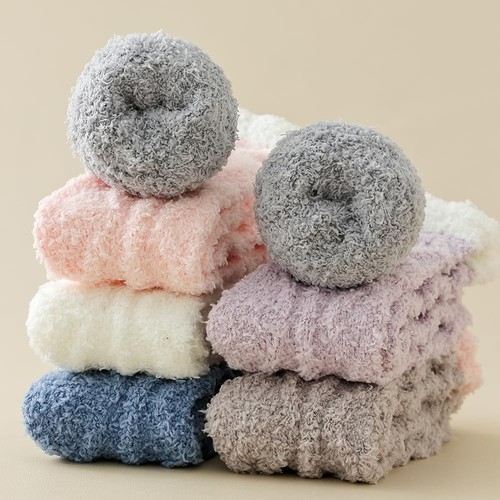 TEHOOK Fuzzy Socks for Women, Warm Soft Fluffy Cozy Plush Winter Socks 6 Pairs - Picture 2 of 7