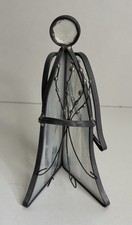 Vtg Stained Glass Angel Figurine Leaded White 6  With Flowers