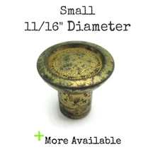 Vintage Small Drawer Knob MCM Worn Brass Gold 11/16" Diameter Atomic Handle L13d