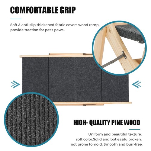 Wooden Dog Stairs/Steps - Foldable 4 Levels Pet Stairs & Ramp Perfect for Bed... - Picture 4 of 8
