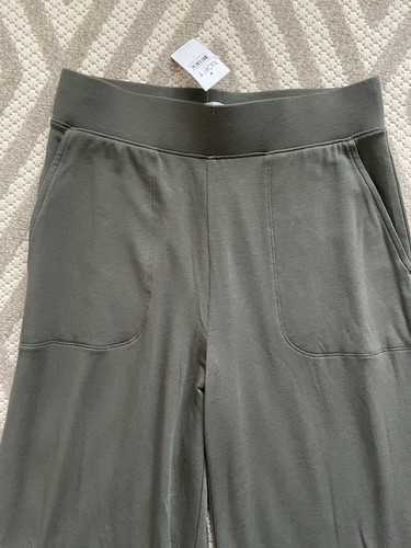 Loft Soft Knit Pull On Wide Leg Crop Pant With Pockets Army Green Womens S NWT - Picture 6 of 6