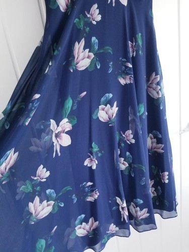 Hobbs Carly Midnight Blue Floral Print Midi Dress Pink Size UK 10 Party Wedding - Picture 5 of 13