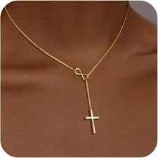 Christian Gifts for Women Cross Necklace for Women 14K Gold/Silver Plated Infini