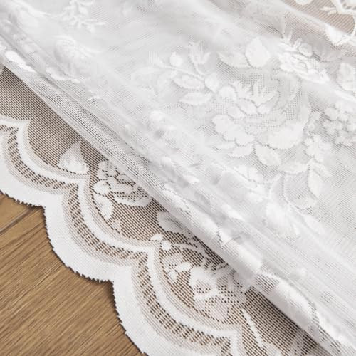 White Lace Cafe Curtains 36 Inch Length Rod Pocket Privacy Sheer Short Kitchen - Bild 7 von 7