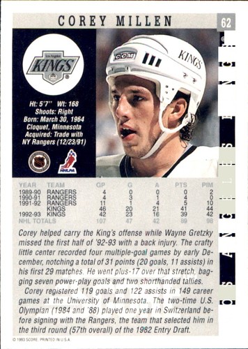 1993-94 SCORE USA English HOCKEY🥅YOU PICK FAVS🥅Complete Your NHL Set #1 - #200 - Picture 124 of 364