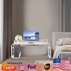 Over Bed Table Rolling Desk Height Adjustable Laptop Computer Desk Cart For Home