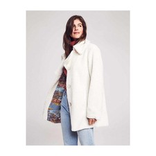 Faherty Tahoe Teddy Coat Jacket Glacier Ivory Sherpa Fuzzy Button Front Sz M Nwt