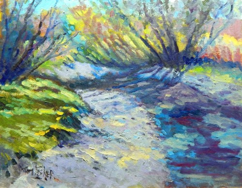 creek bottom river Impressionist Impressionism Landscape Original Oil Painting - Picture 1 of 4