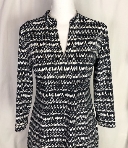 Vestido para mujer Ellie Kai manga larga dividido cuello en V geométrico elástico talla 4 - Imagen 2 de 6