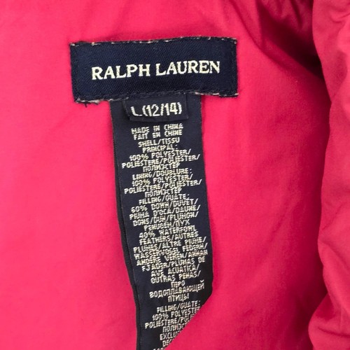 Ralph Lauren Girl Shannon Peplum DOWN JACKET Hood Magenta Pink Size L 12 14 - Picture 9 of 9