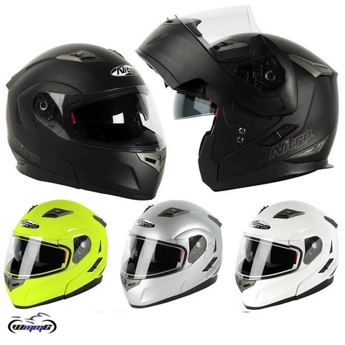 NITRO F342-E KLAPPFRONT MODULAR MOTORRADHELM SONNENBLENDE WEISS SCHWARZ GELB