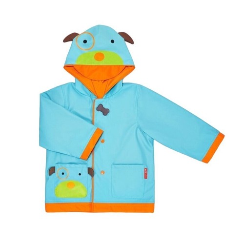 Skip Hop Zoo Darby Dog Raincoat Kid Toddler Sz Small Blue Puppy Rain Jacket Hood - Picture 1 of 12