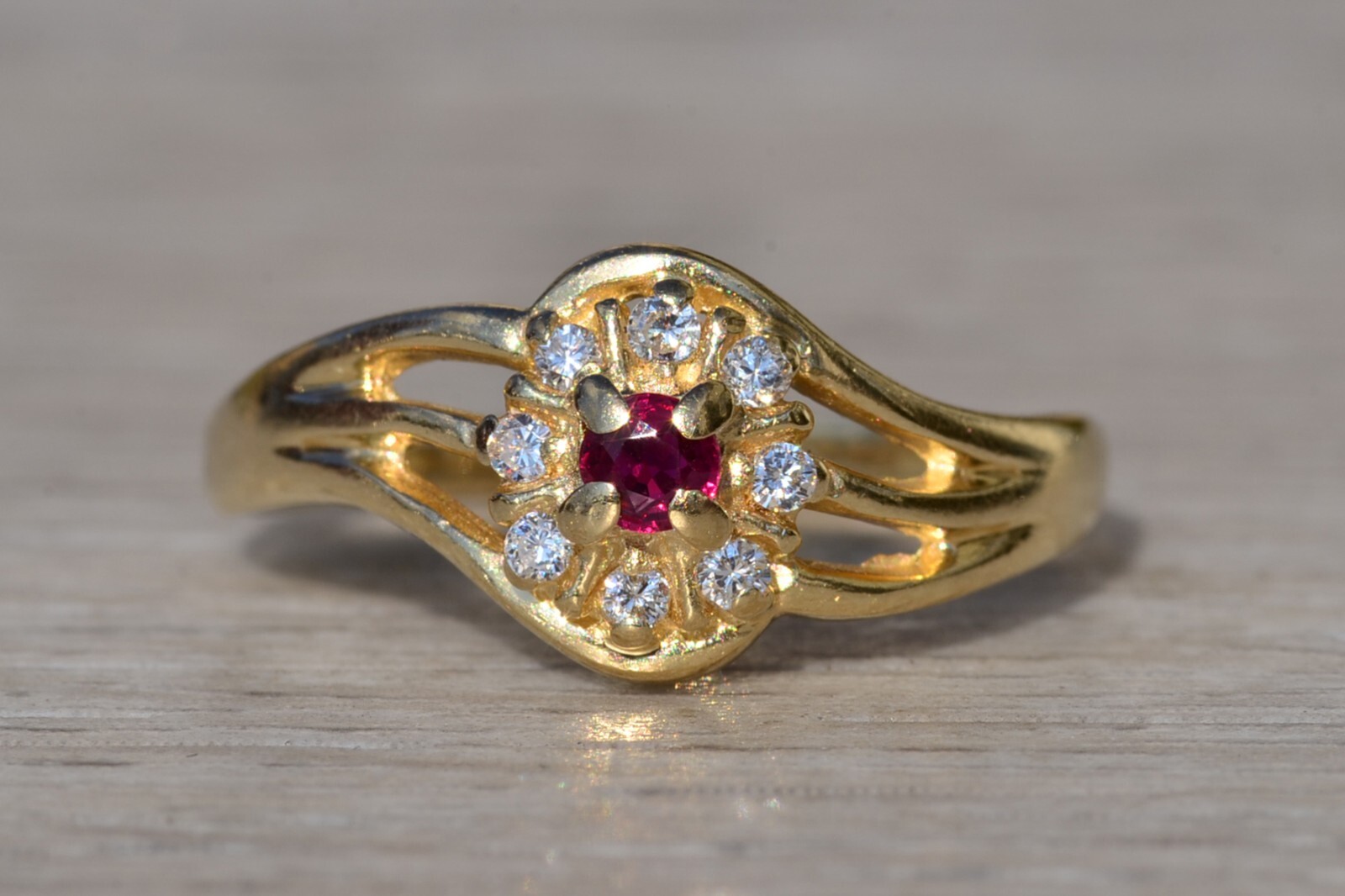 Ladies 14K Ruby and Diamond Retro Ring - image 6