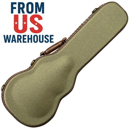 Oahu Concert Ukulele Case Arched Top Hardshell Wood Olive Tweed Vintage Style
